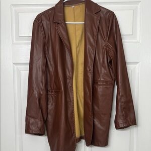 Brown Faux Leather Women's Jacket
